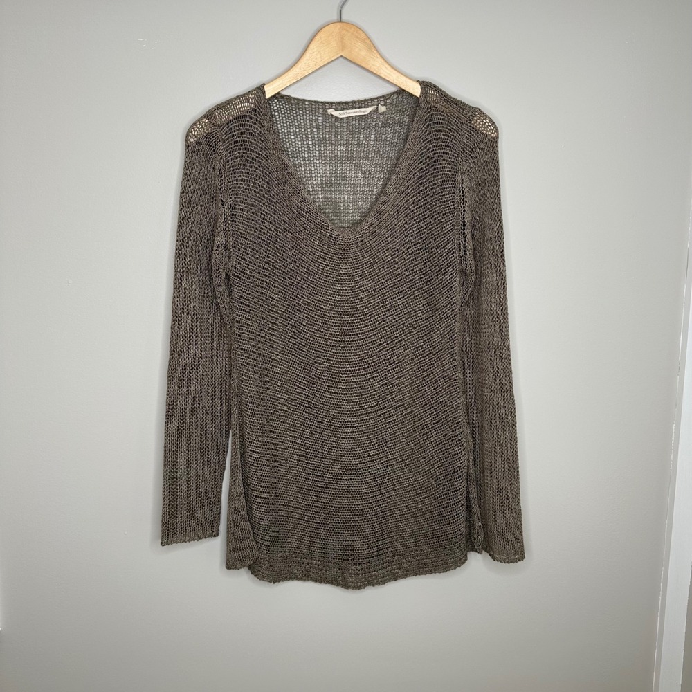 Soft‎ Surroundings Loose Knit Tunic Top Women's Small Brown Long Sleeve Coastal